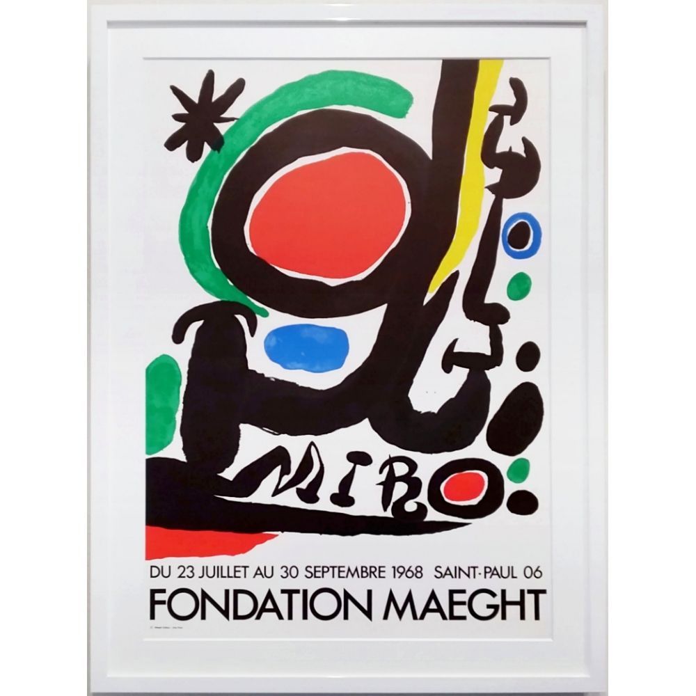 ジョアン・ミロ　マーグ財団美術館展　1968年　リトグラフポスター　版画　額付 ジョアン・ミロ マーグ財団美術館展 1968年 リトグラフポスター 版画