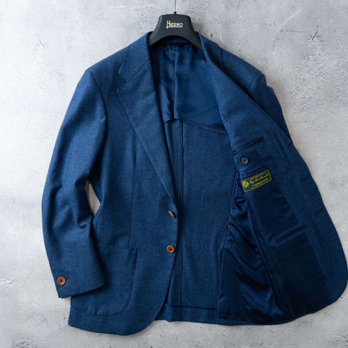 極美品　ロロピアーナ　テーラードジャケット　カシミヤ混　SUPER170's 紺 Loro Piana ロロピアーナ カシミア ウィッシュ Super170's 2B