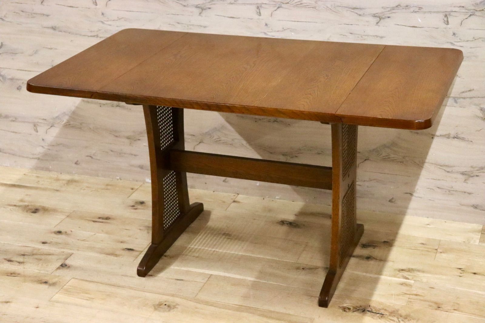 HR622【木目とラタンが美しい】三越ブルージュ　バタフライテーブル　三越家具 HR622【木目とラタンが美しい】三越ブルージュ バタフライテーブル