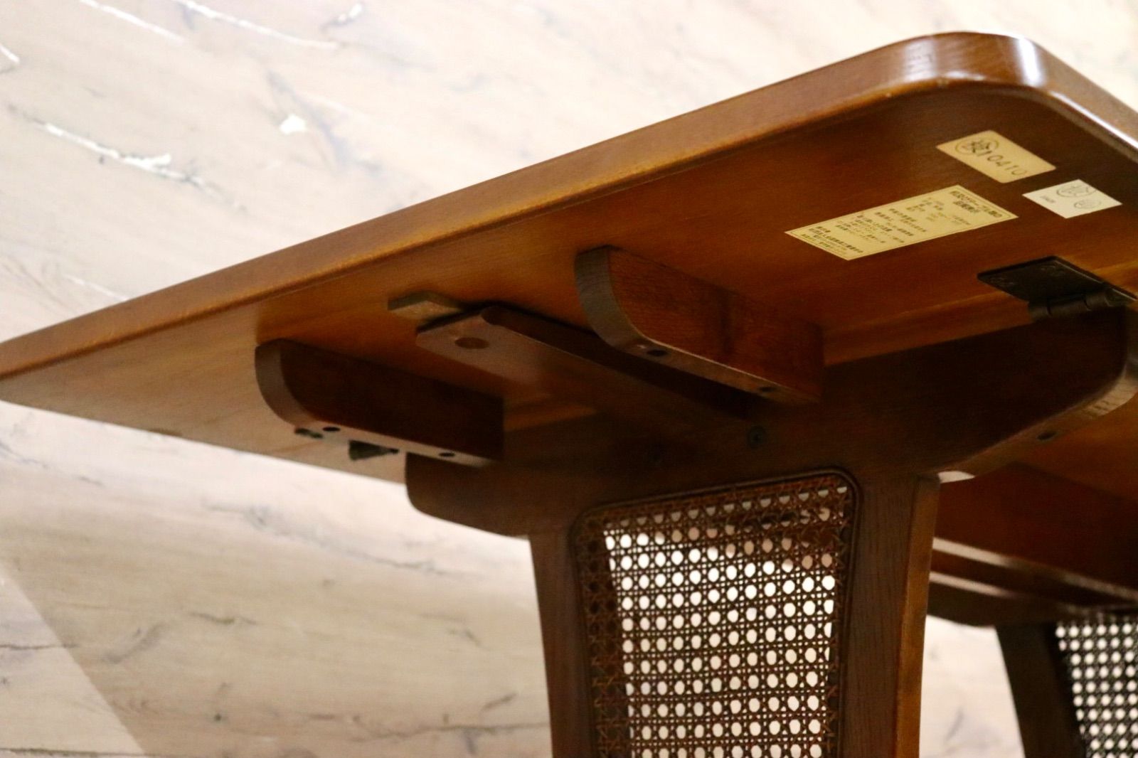 HR622【木目とラタンが美しい】三越ブルージュ　バタフライテーブル　三越家具 HR622【木目とラタンが美しい】三越ブルージュ バタフライテーブル