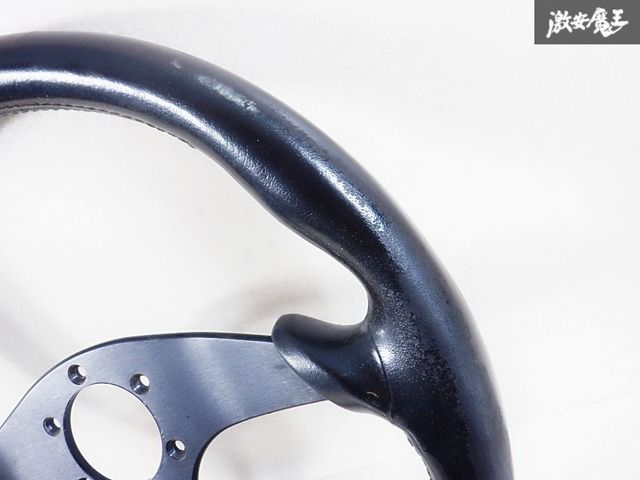 曲がりなし☆】momo モモ 3本スポーク ステアリング ブラックレザー