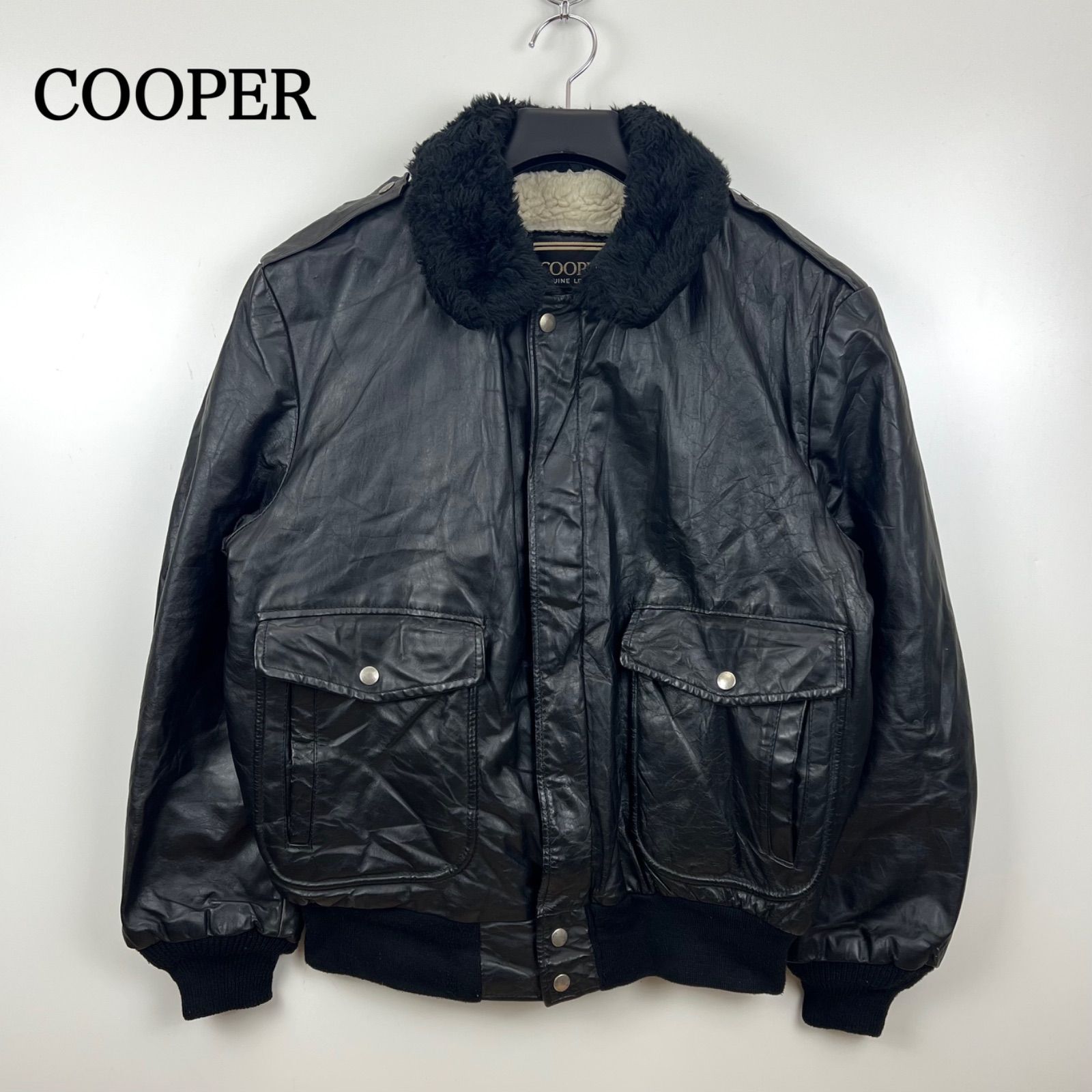 COOPER 80s USA VTG G-1 bomber flight jacket 42 L クーパー アメリカ製 G1 ボンバー フライトジャケット 牛革 レザー 黒ボア ヴィンテージ