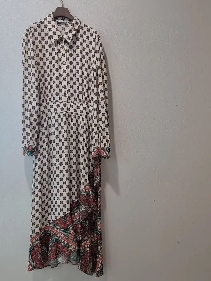 サンドロ Sandro ベイズリー ミックス ロング丈ワンピース