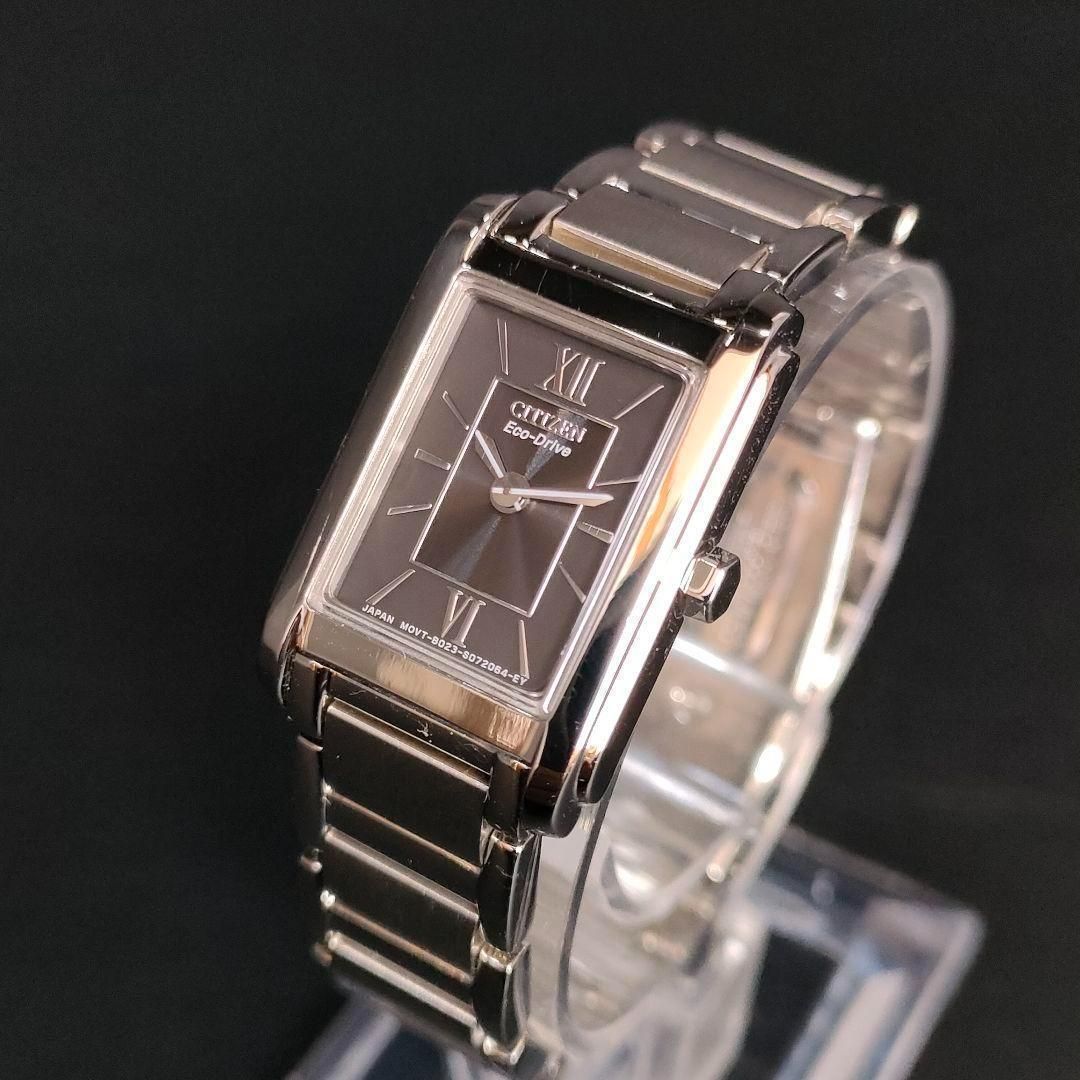 CITIZEN シチズン スクエア ブラック シルバー ソーラー 腕時計