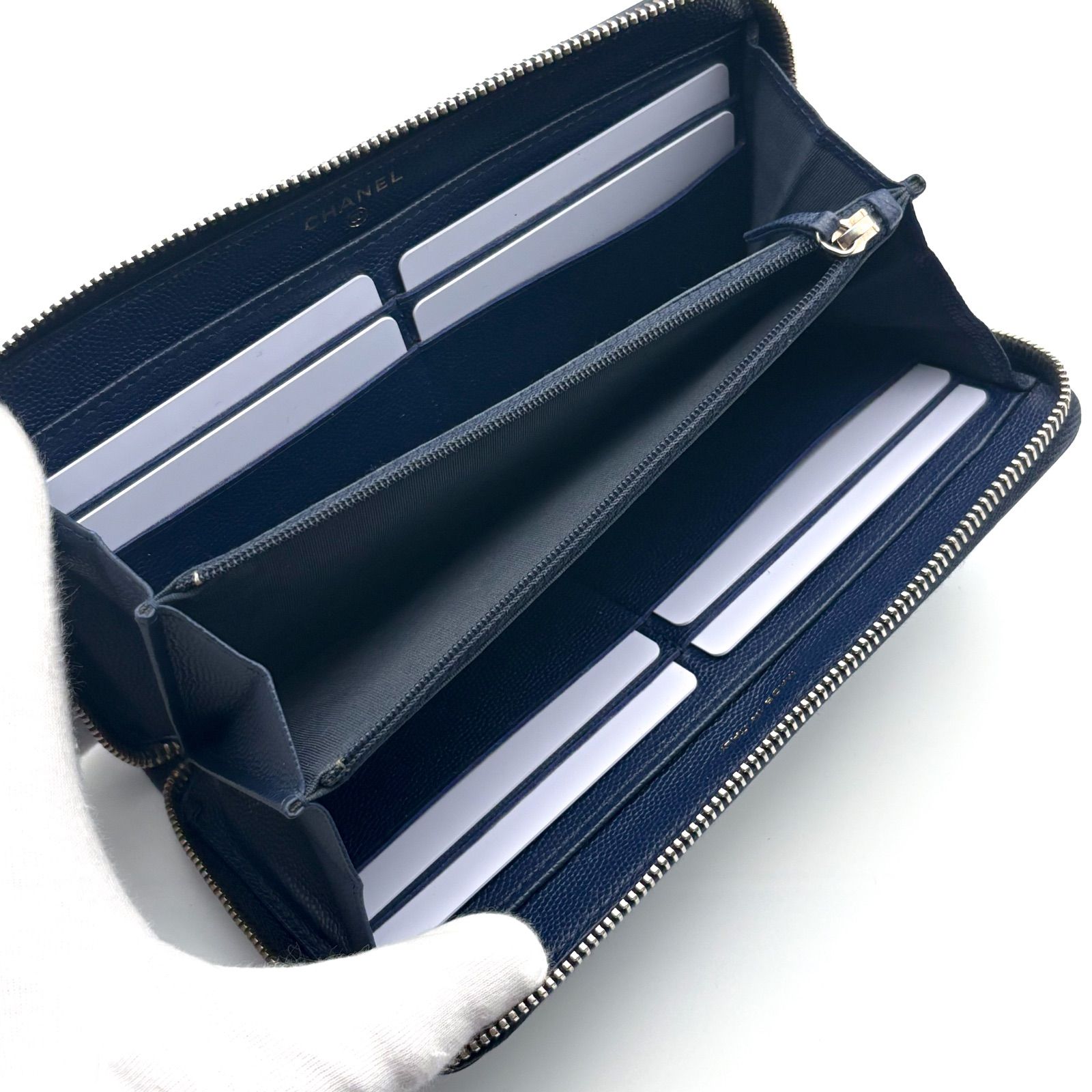 極美品✨】シャネル 長財布 カメリア キャビア ラウンドジップ