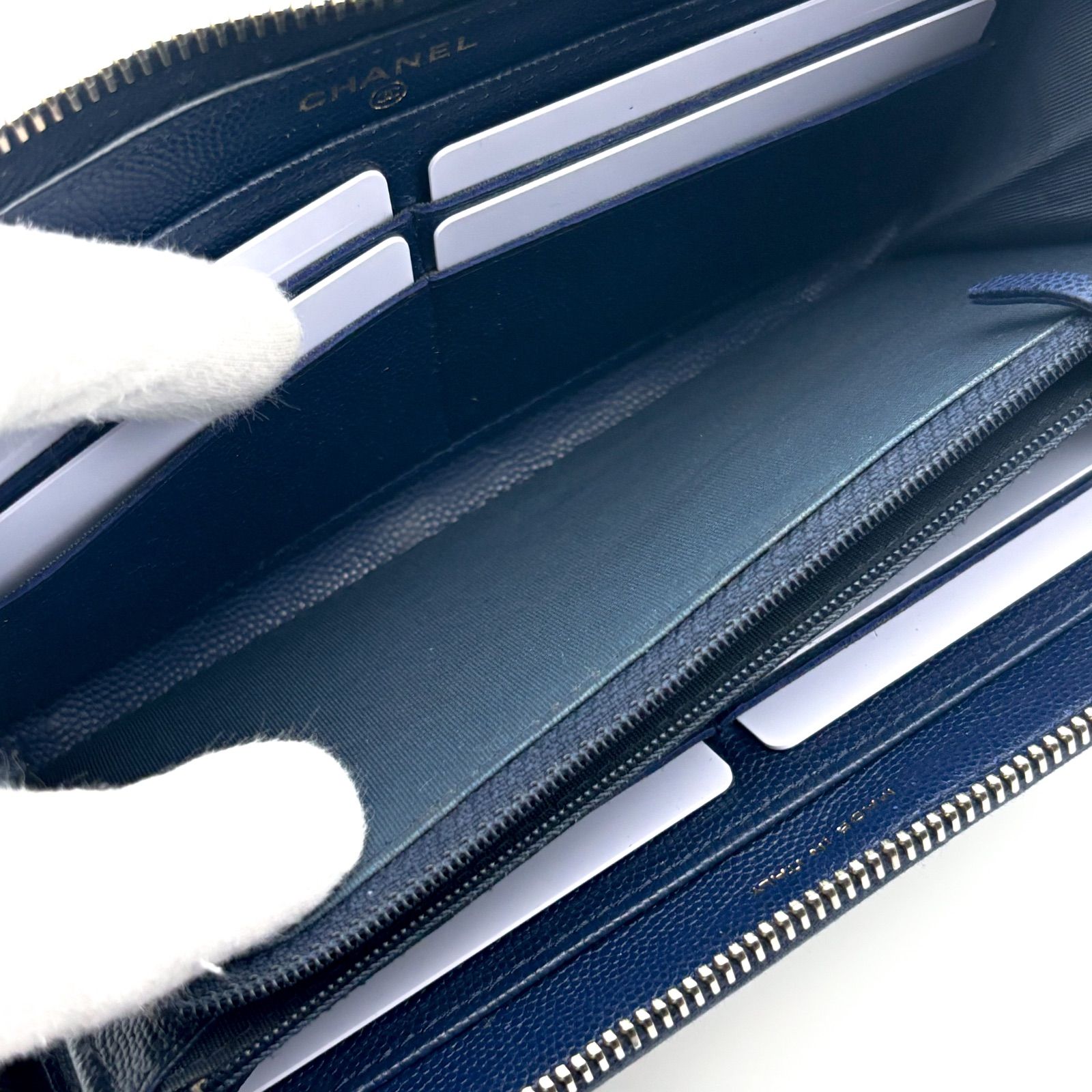 極美品✨】シャネル 長財布 カメリア キャビア ラウンドジップ