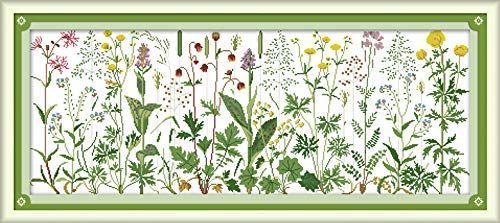 数量限定】草原の花 精密プリント針仕事 85×36cm 刻印刺繍キット 14CT