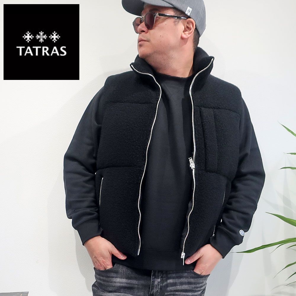 TATRAS タトラス BRONTE ブロンテ ダウンベスト メンズ ブランド ボア素材 スタンド ベスト MJXA0126010248 大きいサイズ 02 03 04 05 06 アウター ライトアウター ブラック 10001683