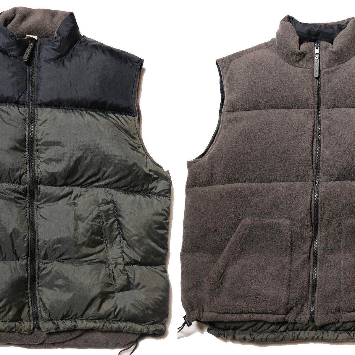 90's オールドネイビー ナイロン フリース リバーシブル ダウンベスト