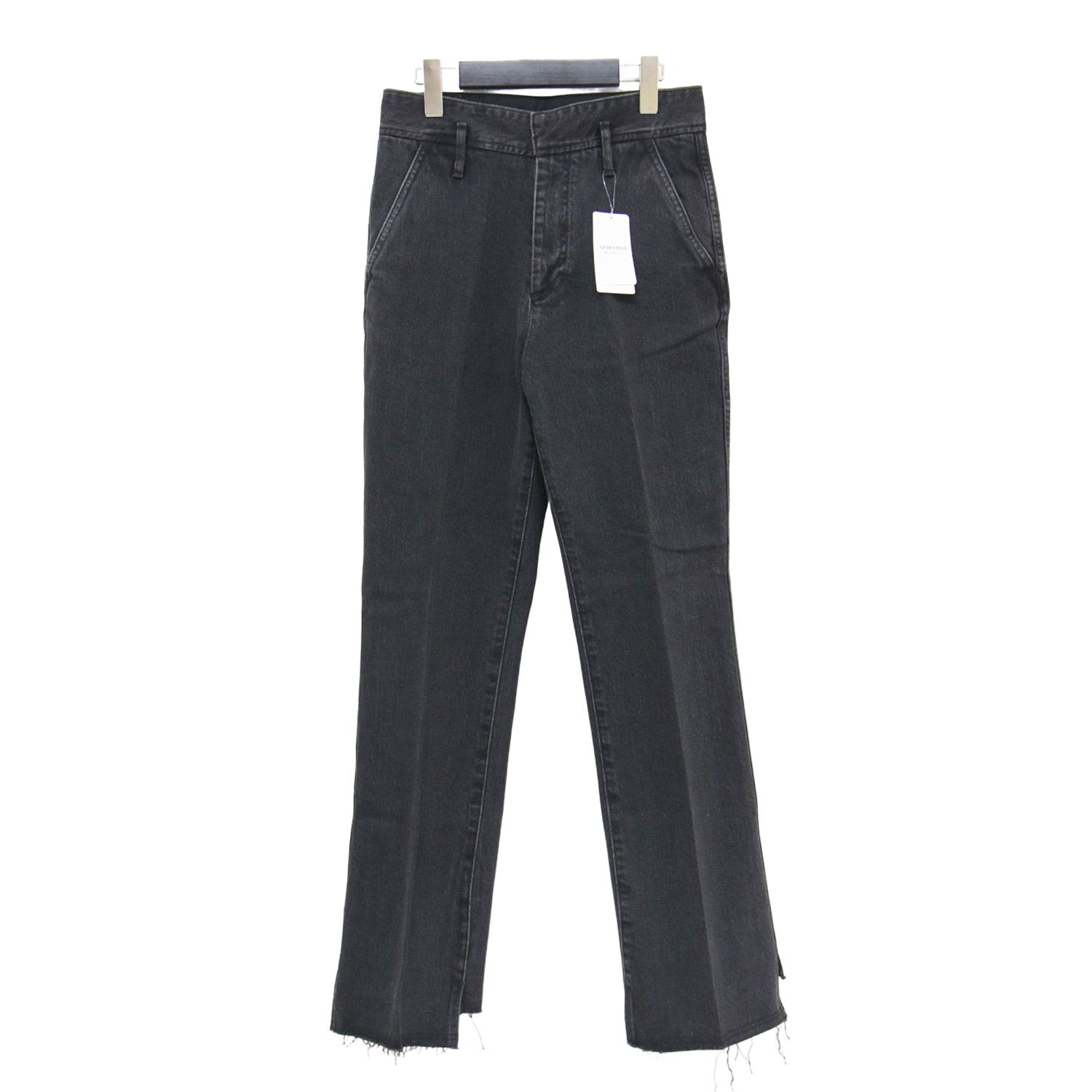 Spick Span スピックアンドスパン パンツ ブラック 黒 サイズ 29 L 5 1 2 21春夏 セミフ スリット デニム BEAUTY LINE ハイウエスト カットオフ コットン ジーンズ レディース