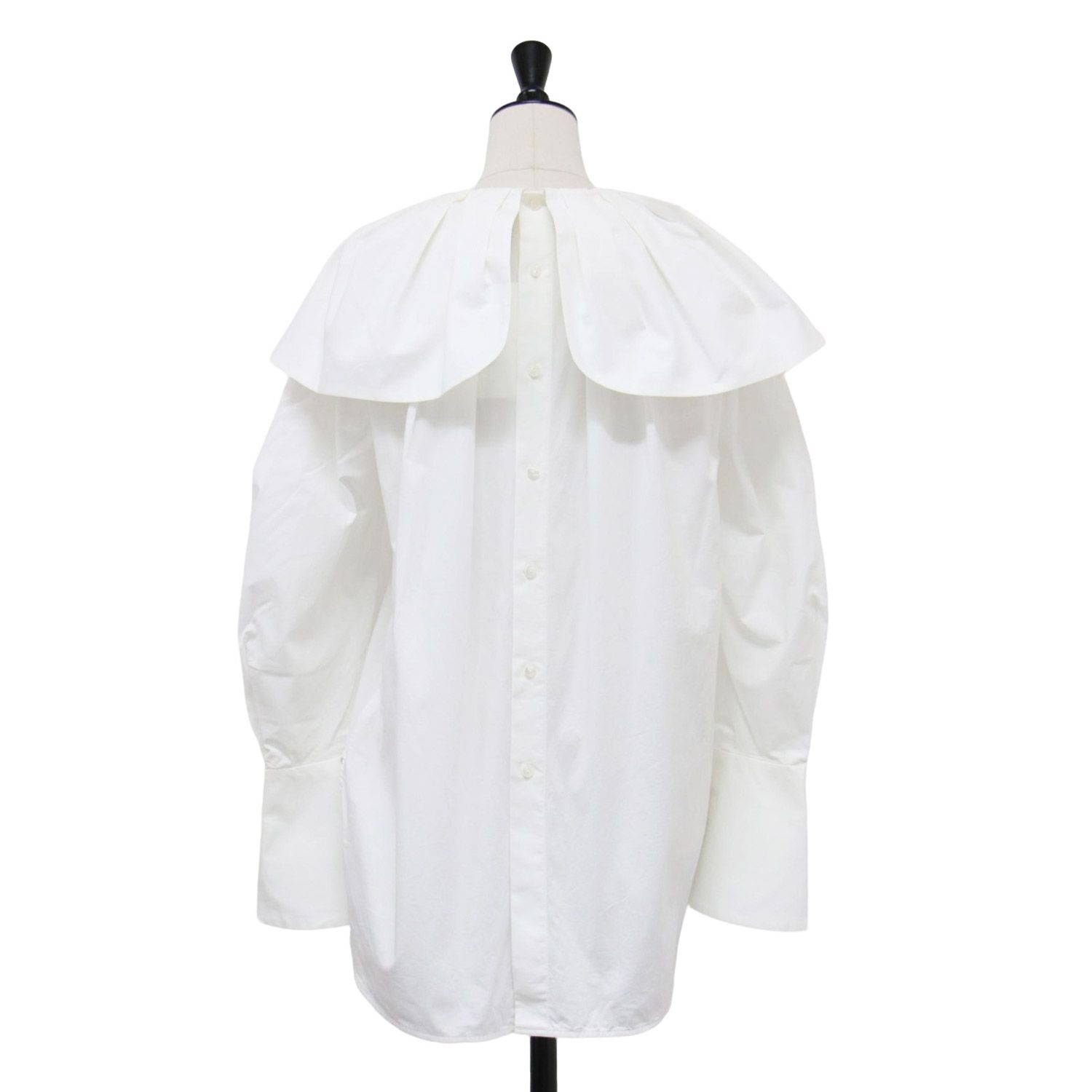 ENFOLD エンフォルド ブラウス ホワイト 白 サイズ 38 M 21春夏 コットン ビッグ ブラウス SOMELOS タック 丸襟 フ スリーブ トップス シャツ 長袖 レディース