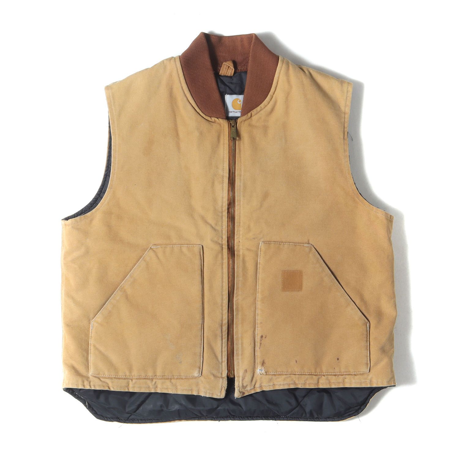 Carhartt カーハート ベスト ブラウン サイズ XL相当 雰囲気抜群 星タグ 90s ブラウンダック アクティブ ジップ ベスト トップス 90年代 ヴィンテージ 古着 メンズ