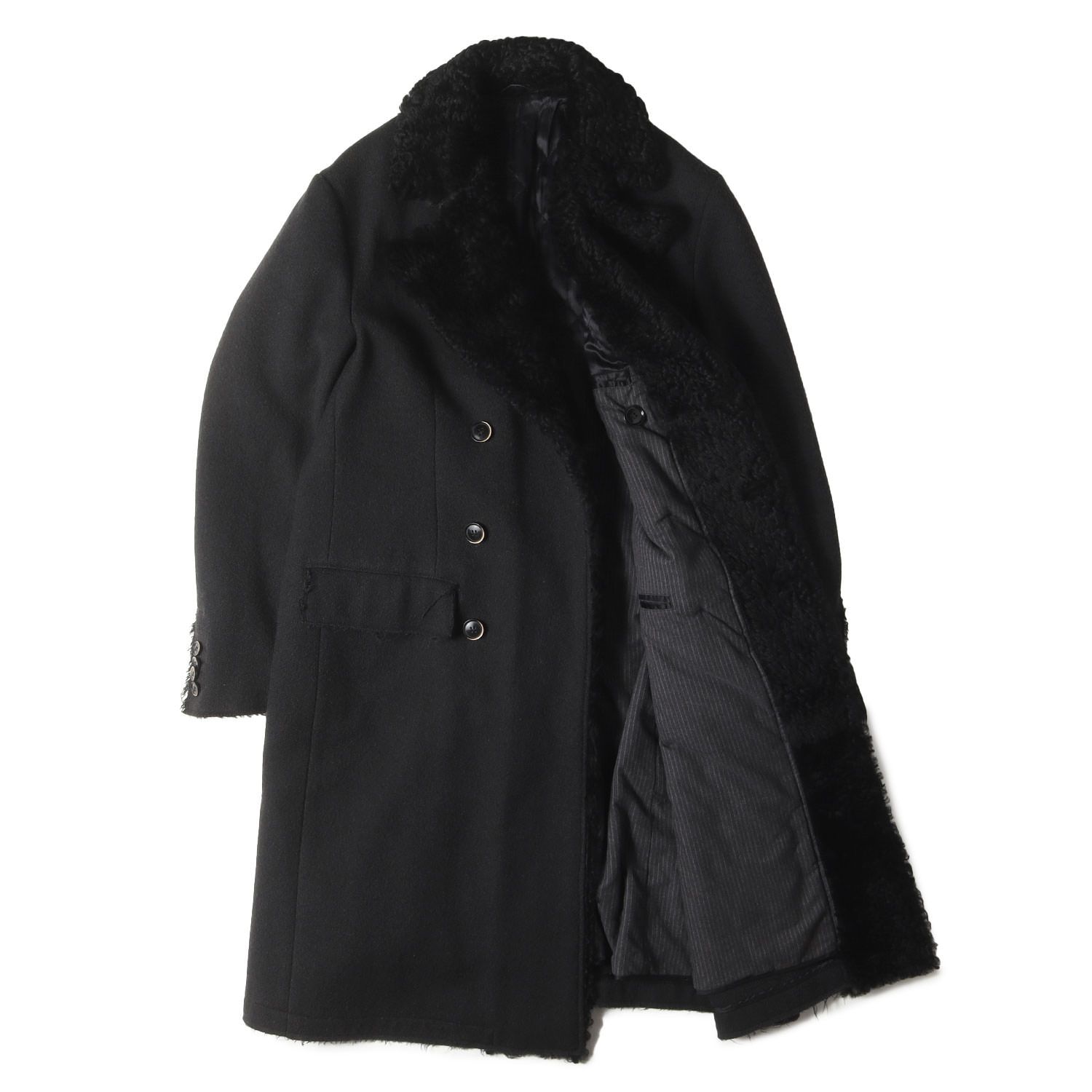 『美品』DOLCE&GABBANA ウールコート　ファー　 ブラック　サイズ38 DOLCE&GABBANA ドルチェ&ガッバーナ コート ブラック 黒 サイズ:48