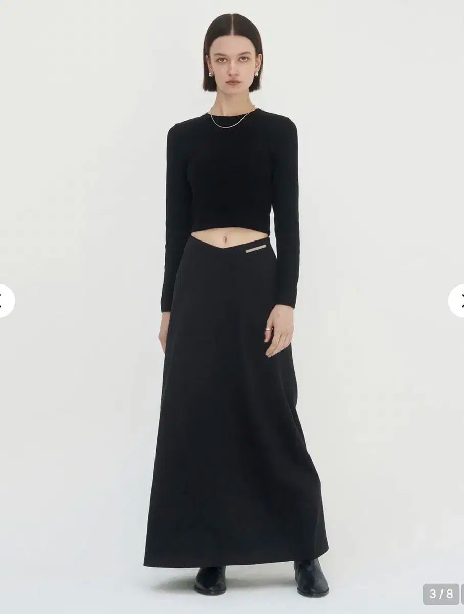 TREEMINGBIRD ロー ウェスト ロング スカート ブラック