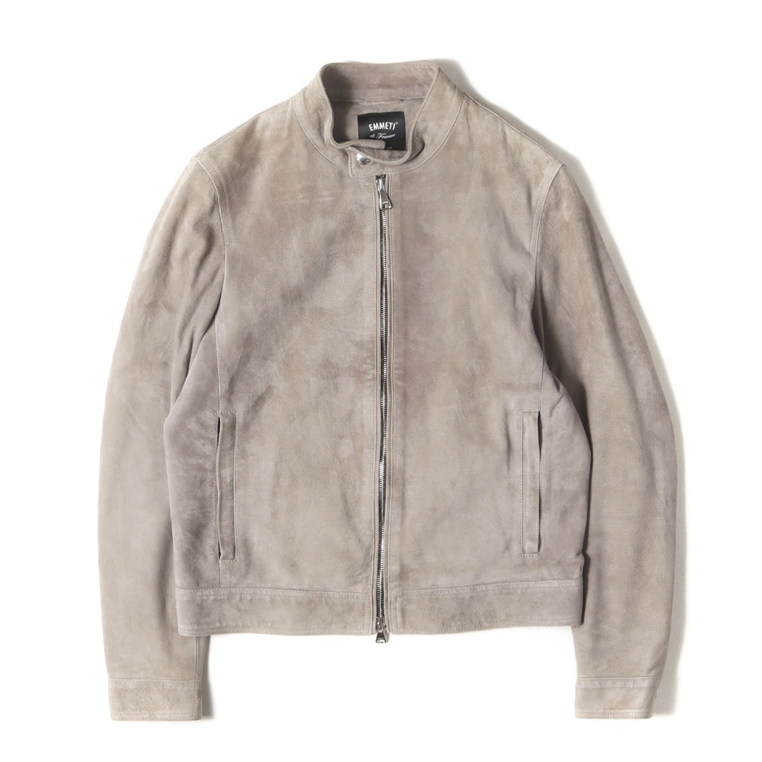 EMMETI エンメティ やぎ革 ゴートスキン ノーカラー コート スウェード エンメティ ゴートスキン スエード ノーカラーコート レザーコート