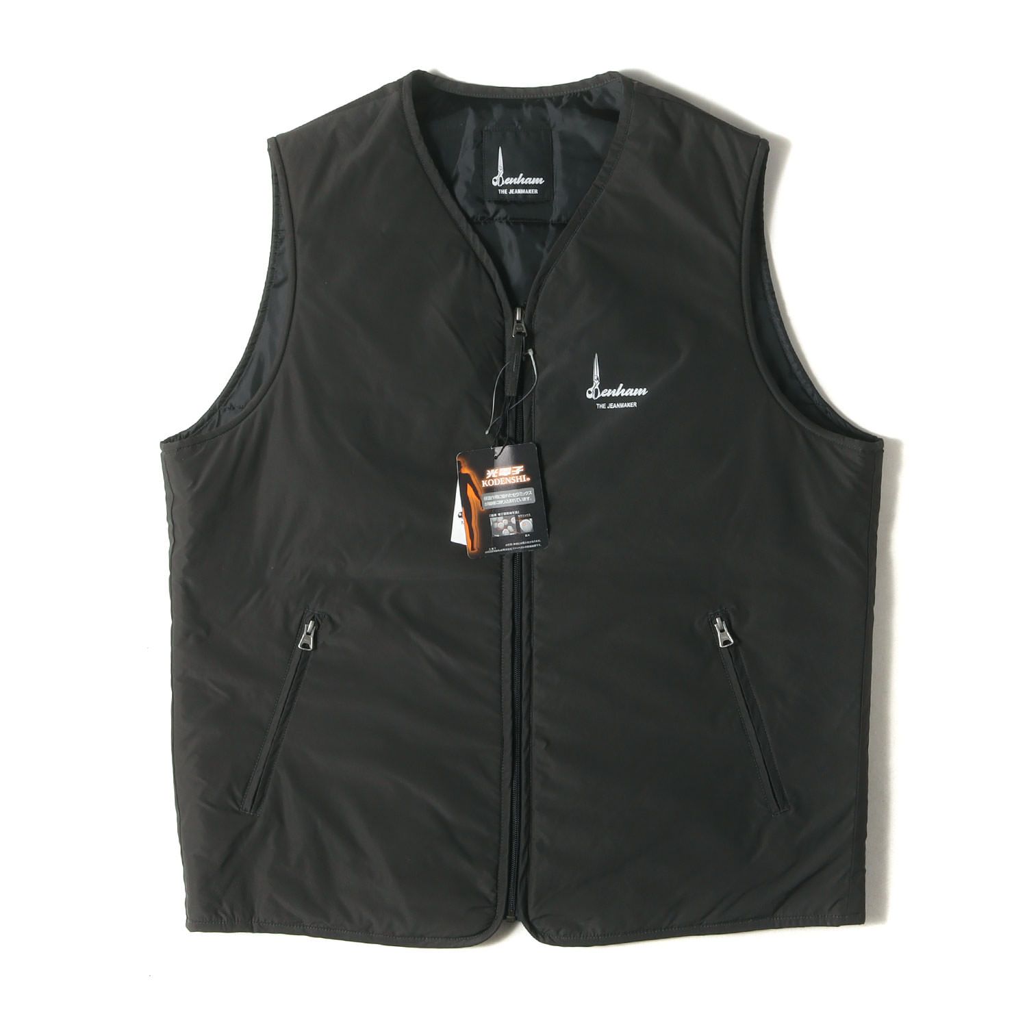 DENHAM デンハム ベスト ブラック 黒 サイズ XL ワンポイント ロゴ ジップアップ パテッド ベスト TECK VEST 27191-1-20809 トップス レイヤード メンズ