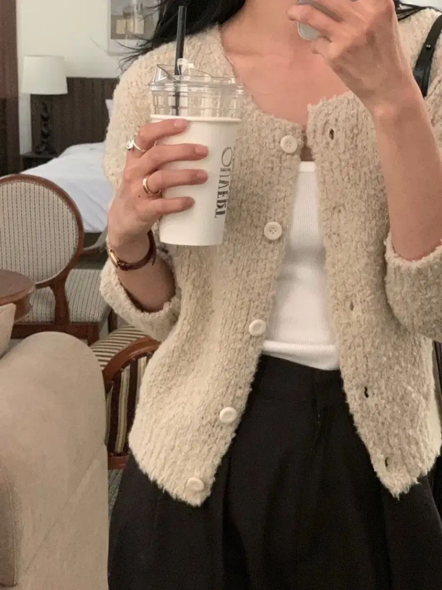 ハイクオリティ タグ bergamot ベルガモット パウンド カーディガン _ ベージュ