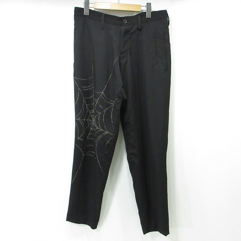 Yohji Yamamoto ヨウジヤマモト BLACK SCANDAL ブラックスキャンダル ウール蜘蛛の巣プリントパンツ HV P 51 191 ブラック サイズ 2 108