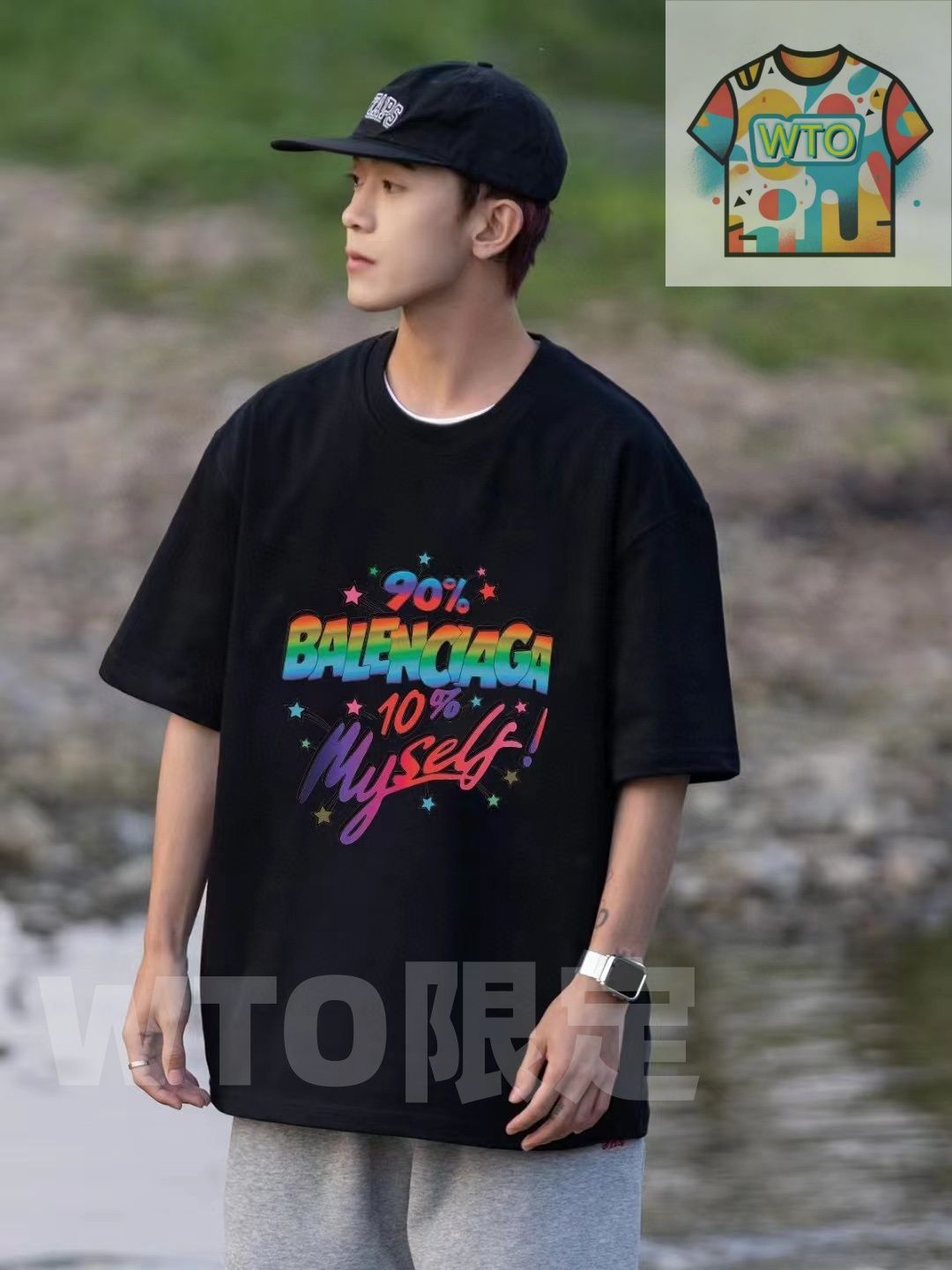 この半袖はバレンシアガのコラボレーションモデルで 最新のデザインで ロゴプリントが特徴です -WTO輸入1