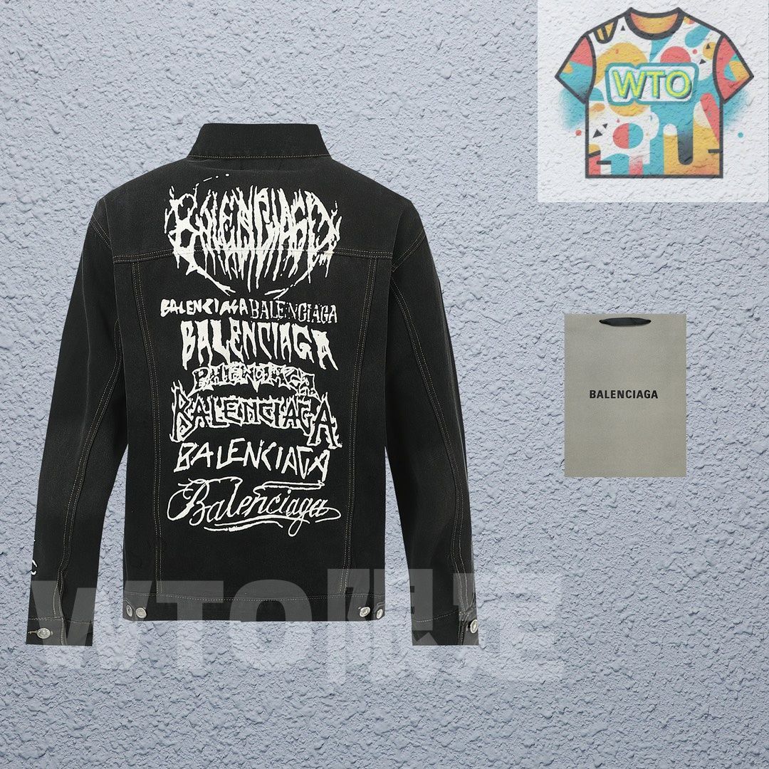 スタイル チューリッヒ家の BAL の火炎グラフィティ柄のデニムジャケット WTO輸入1