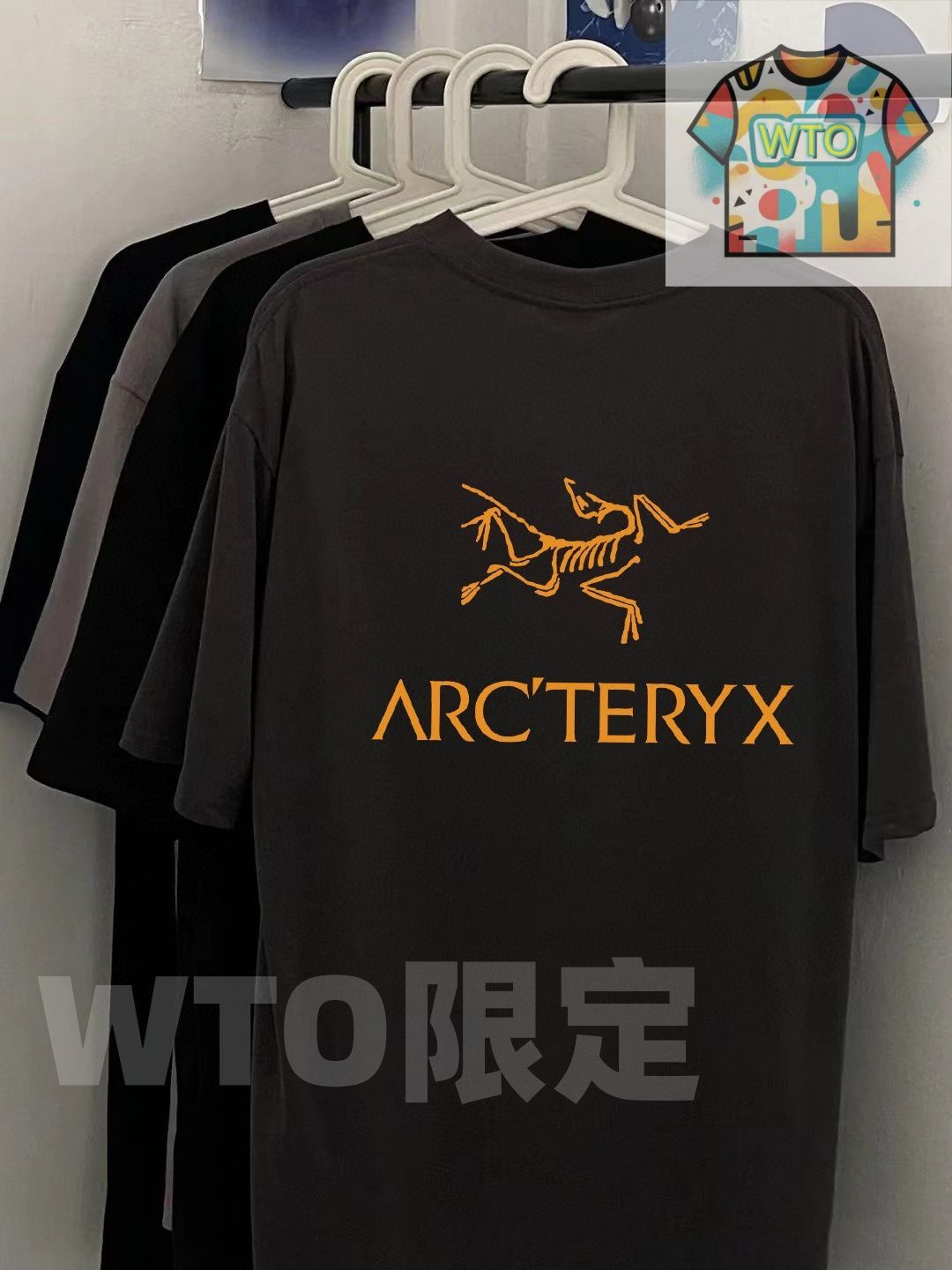  ARC TERYX アークタリクス 最新モデルのゴールドロゴ 大ロゴアルファベット 男女兼用カップル向けショートスリーブ T シャツ WTO輸入1 Tシャツ アパレル キャラクターグッズ