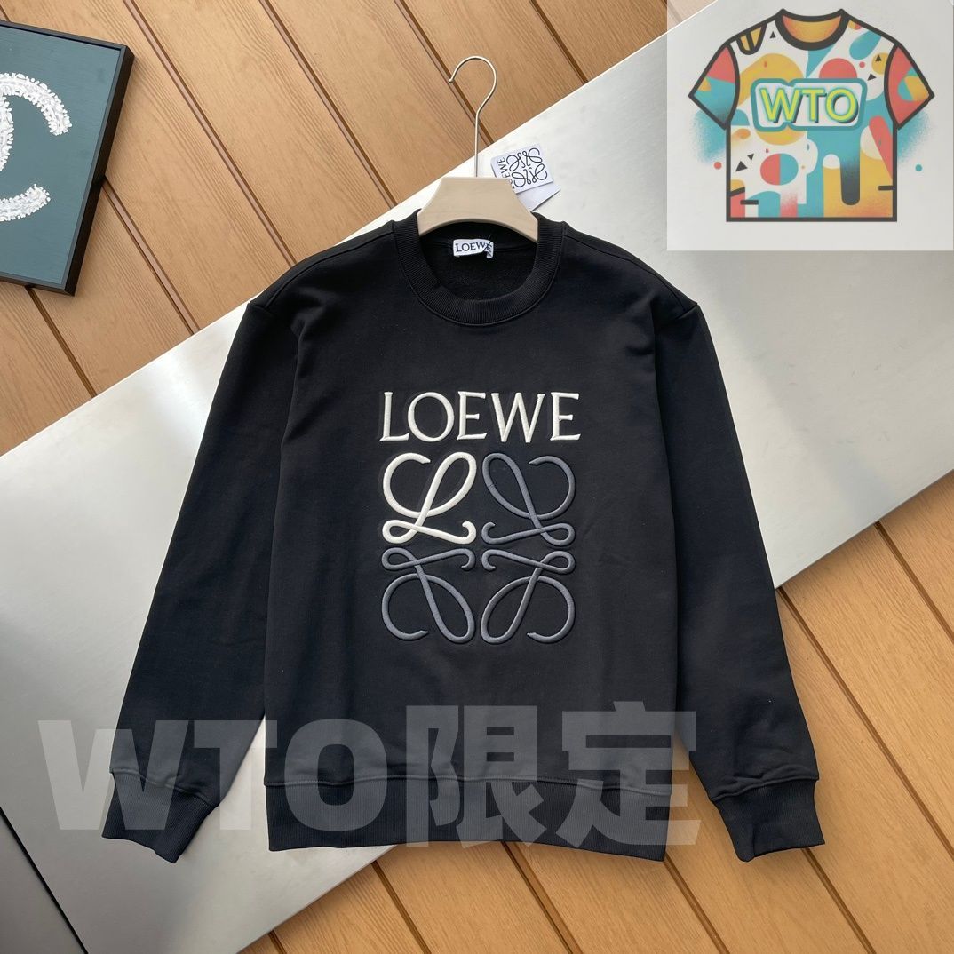 LOEWE ロエベ の綿質の丸首のアルファベット入りヘビーワーク刺繍セーター WTO輸入1