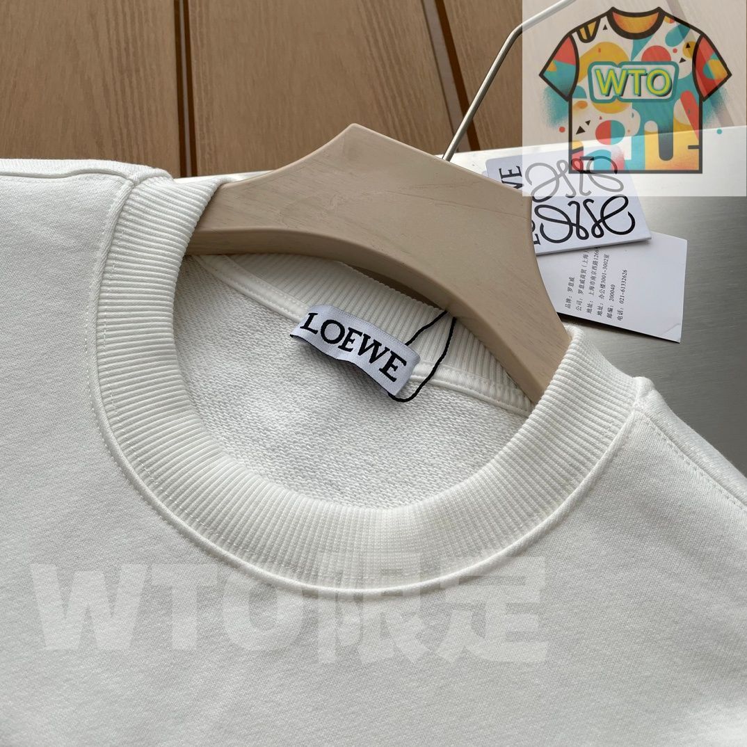 ロエベ の綿質の丸首のアルファベット入りヘビーワーク刺繍セーター