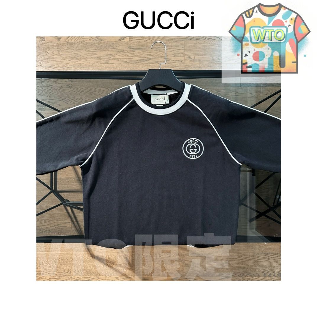 グッチ GUCCI 秋の新モデル アルファベット刺繍ロゴの丸首フード付き長袖セーター WTO輸入1