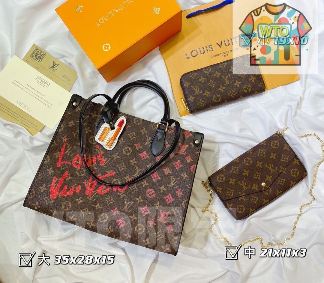 LOUIS VUITTON ルイヴィトン ショルダーバッグ ハンドバッグ 財布 3点セット オンザゴー MM| |
