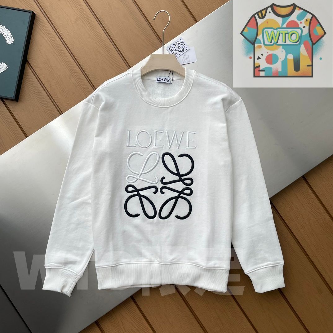 LOEWE ロエベ の綿質の丸首のアルファベット入りヘビーワーク刺繍セーター WTO輸入1