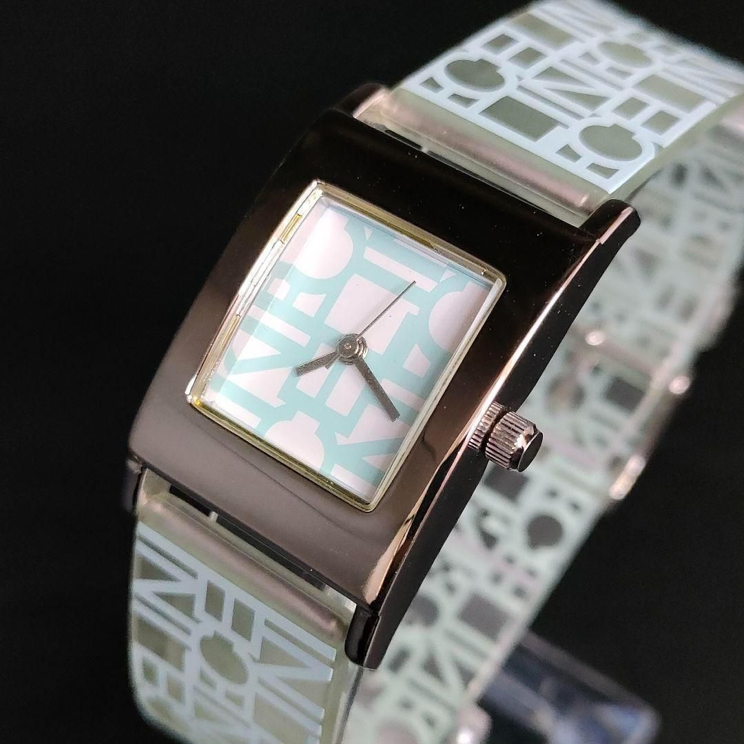 748-3 Celine セリーヌ square スクエア ライトブルー シルバー ロゴ シリコン バンド クォーツ quartz 電池式 レディース lady s 女性 腕時計 ウォッチ watch