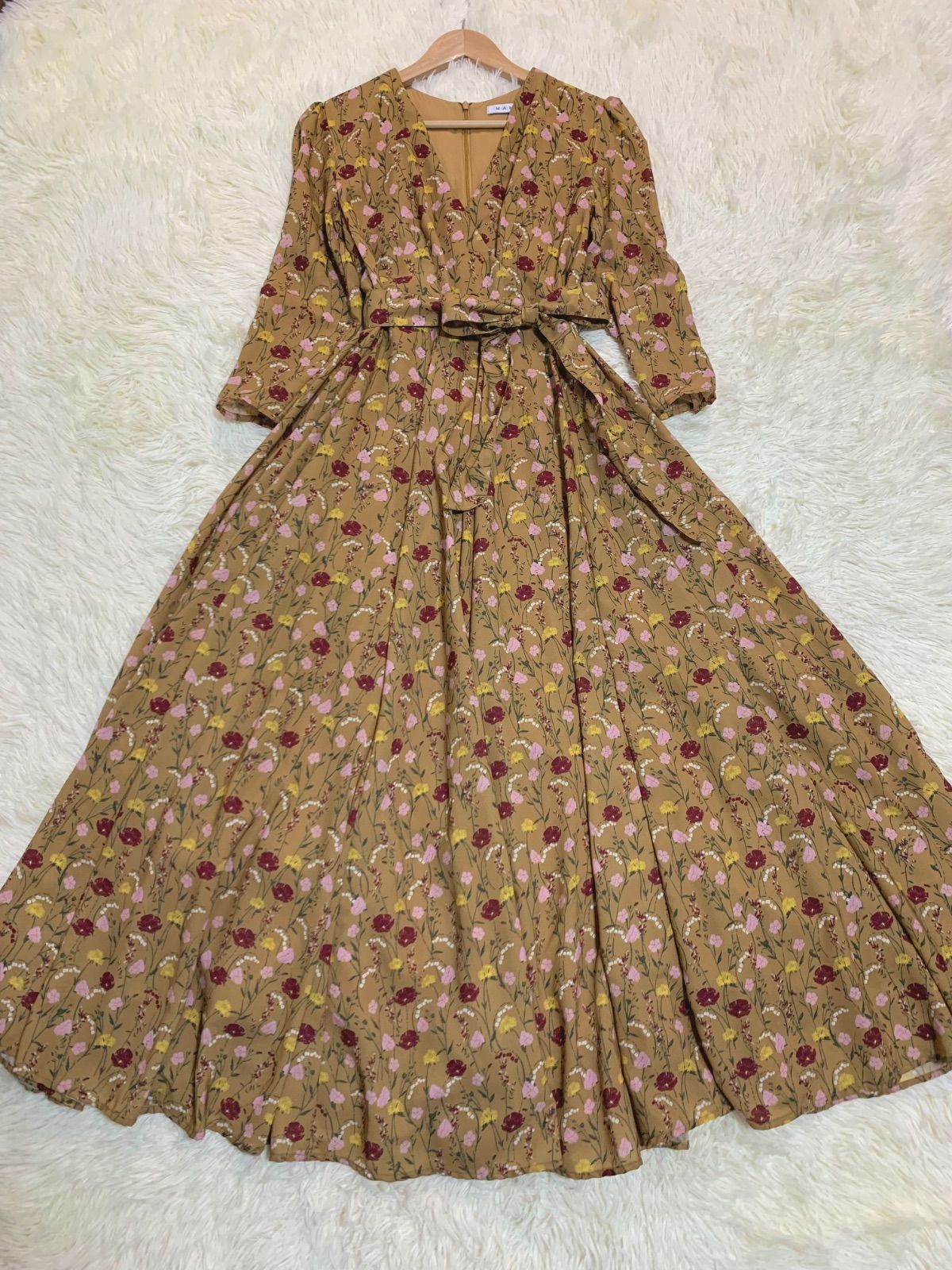 MARIHA 七分袖 マドモアゼルのワンピース 花柄ロングワンピース サイズ Free