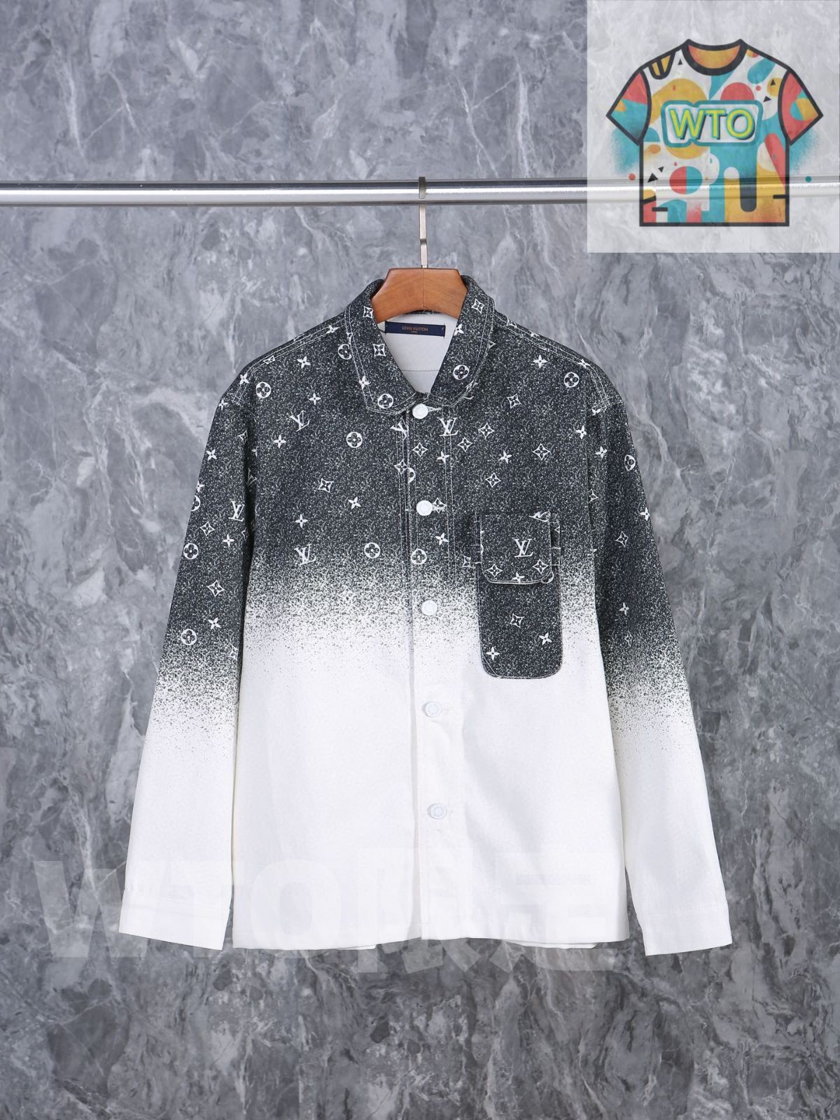 ルイ ヴィトン Louis Vuitton LV S の満遍なくプリントされた星空グラデーションジーンズジャケット モーラントの着用モデルと同じデザイン -WTO輸入1