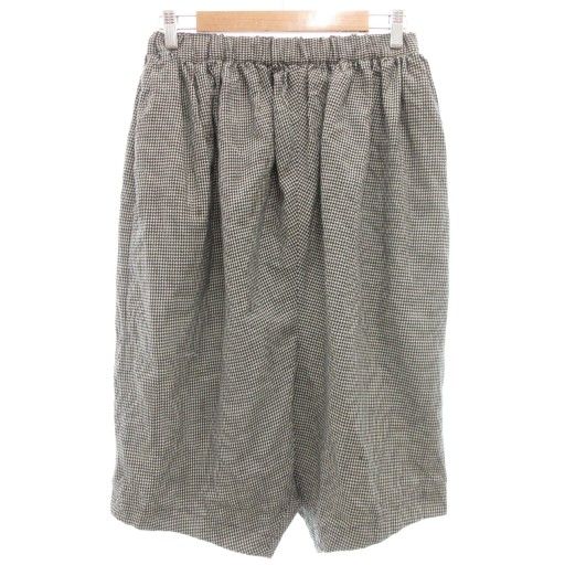 ブラックコムデギャルソン BLACK COMME des GARCONS イージーサルエルパンツ クロップド XS ウール 千鳥格子柄 ギャザー 黒 ブラック 白 ホワイト 1F-P019 GV GY19