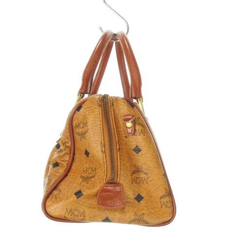 エムシーエム MCM ボストンバッグ ミニ 2way ショルダーバッグ レザー 革 ロゴ 総柄 茶 ブラウン AO6 GY18