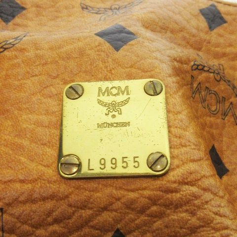  エムシーエム MCM ボストンバッグ ミニ 2 way ショルダーバッグ レザー 革 ロゴ 総柄 茶 ブラウン AO 6 GY 18 ボストンバッグ 旅行用バッグ バッグ