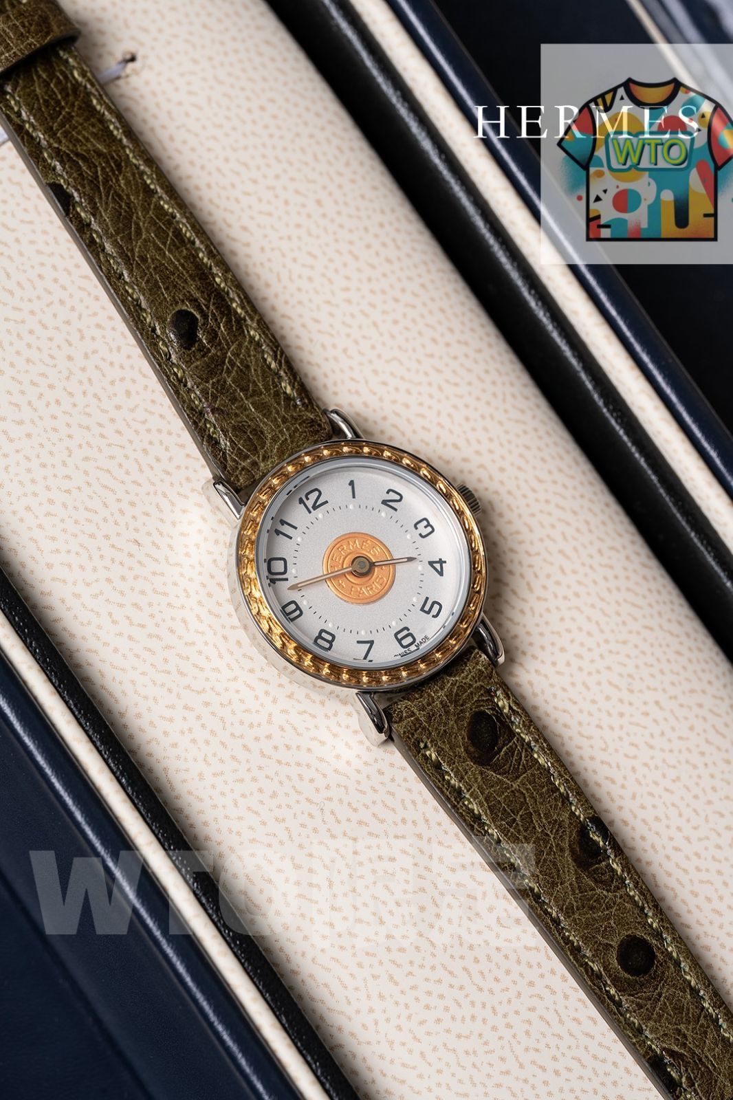  今日 HERMES エルメス ゴールドコイン 時計 原裝オーストリッチレザーストラップを採用-WTO輸2入 腕時計(デジタル) 時計