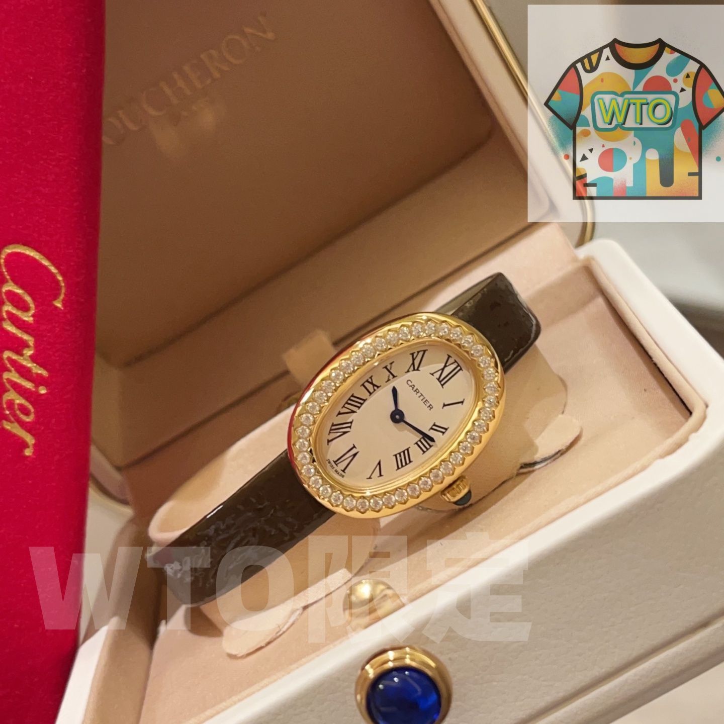 今日 Cartier カルティエ バイニュアールシリーズ 一つの凸円形サファイアを象嵌 WTO輸入2