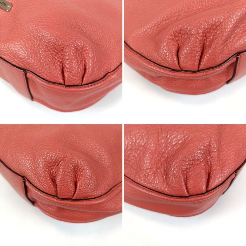 美品 COACH コーチ ワンショルダーバッグ シボ革 レザー レッド系