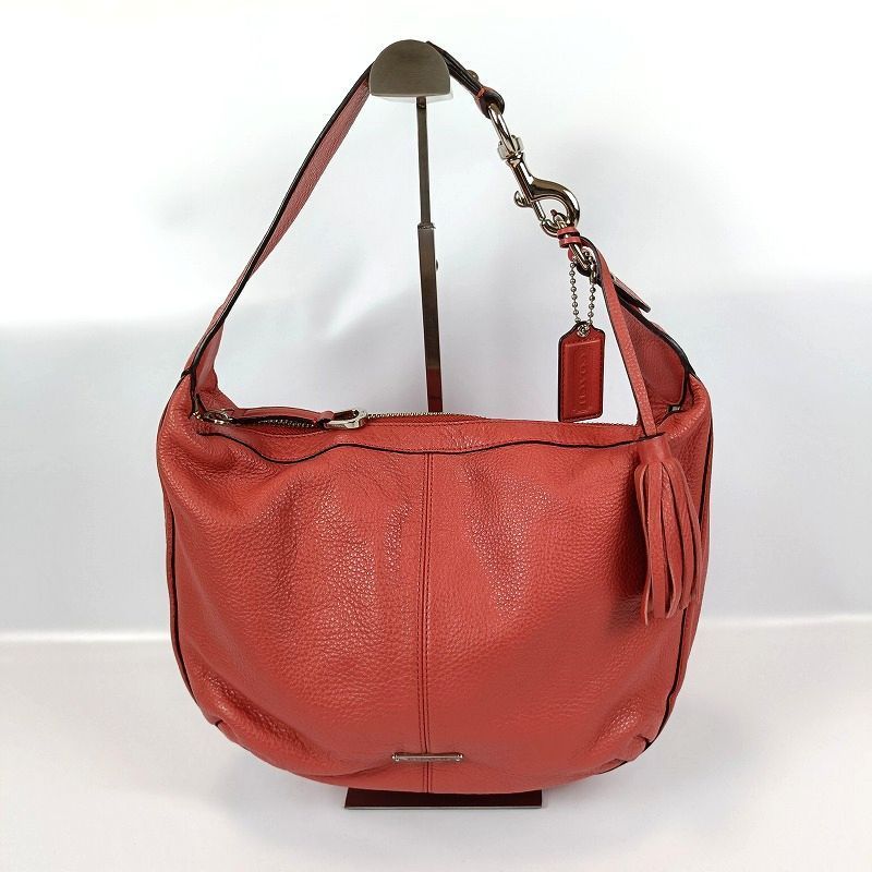 美品 COACH コーチ ワンショルダーバッグ シボ革 レザー レッド系