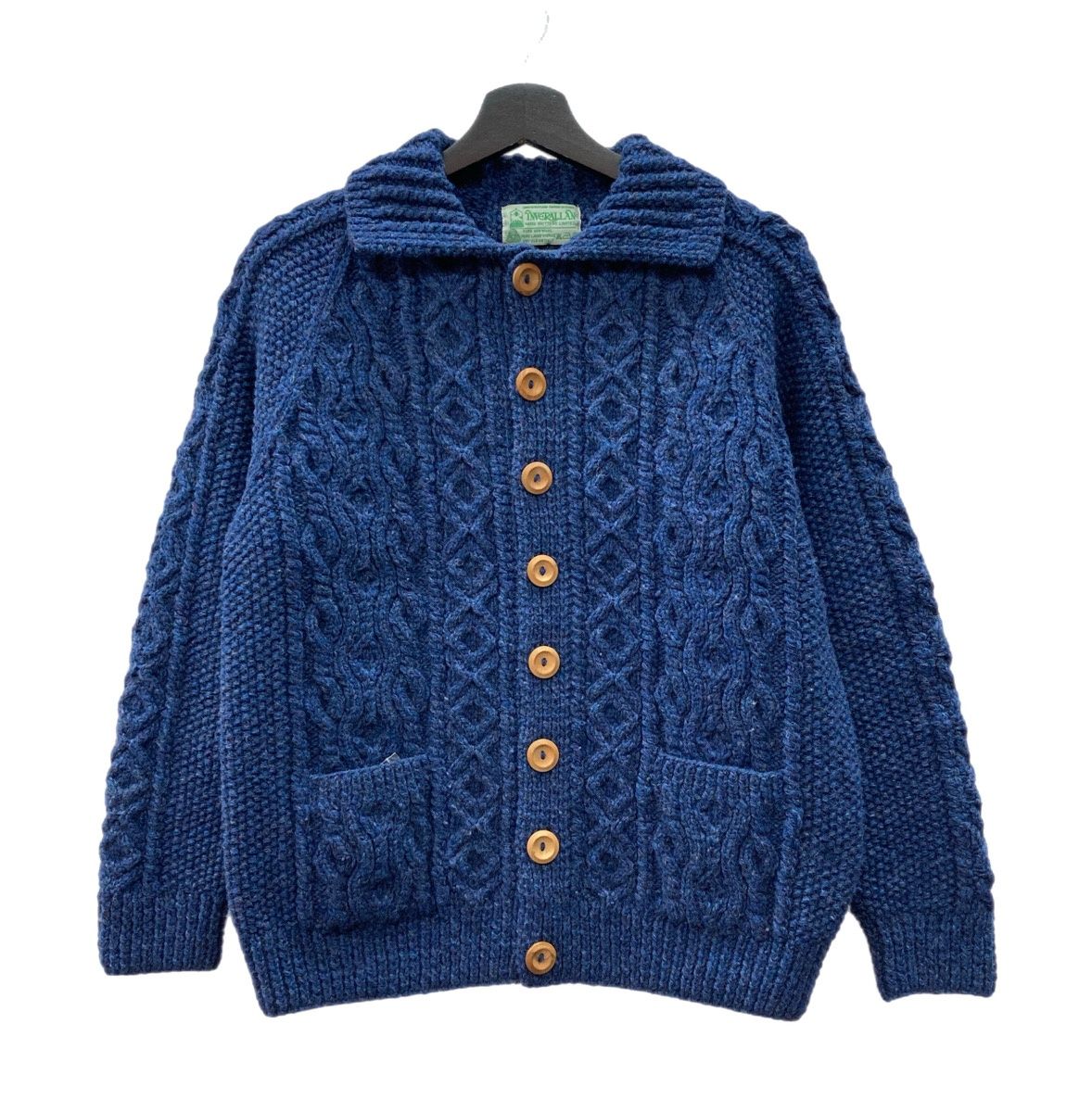 インバーアラン INVERALLAN 3A Lumber Cardigan ランバーカーディガン ケーブルニット ハンドニット 紺 セーター 無地 ネイビー 104MT-2184