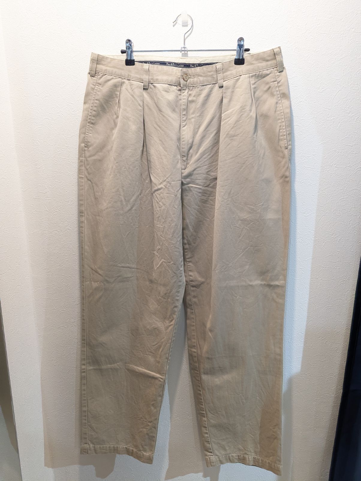 90 s POLO RALPH LAUREN ポロラルフローレン チノパン ポロチノ ANDREW PANT アンドリュー 2タック ベージュ W38