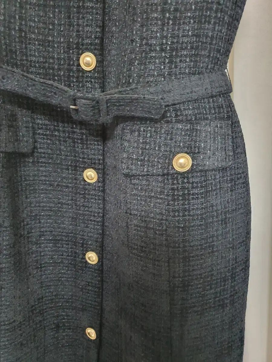  アトリエナイン ツイード ONE PIECE 長袖 七分袖 ひざ丈ワンピース