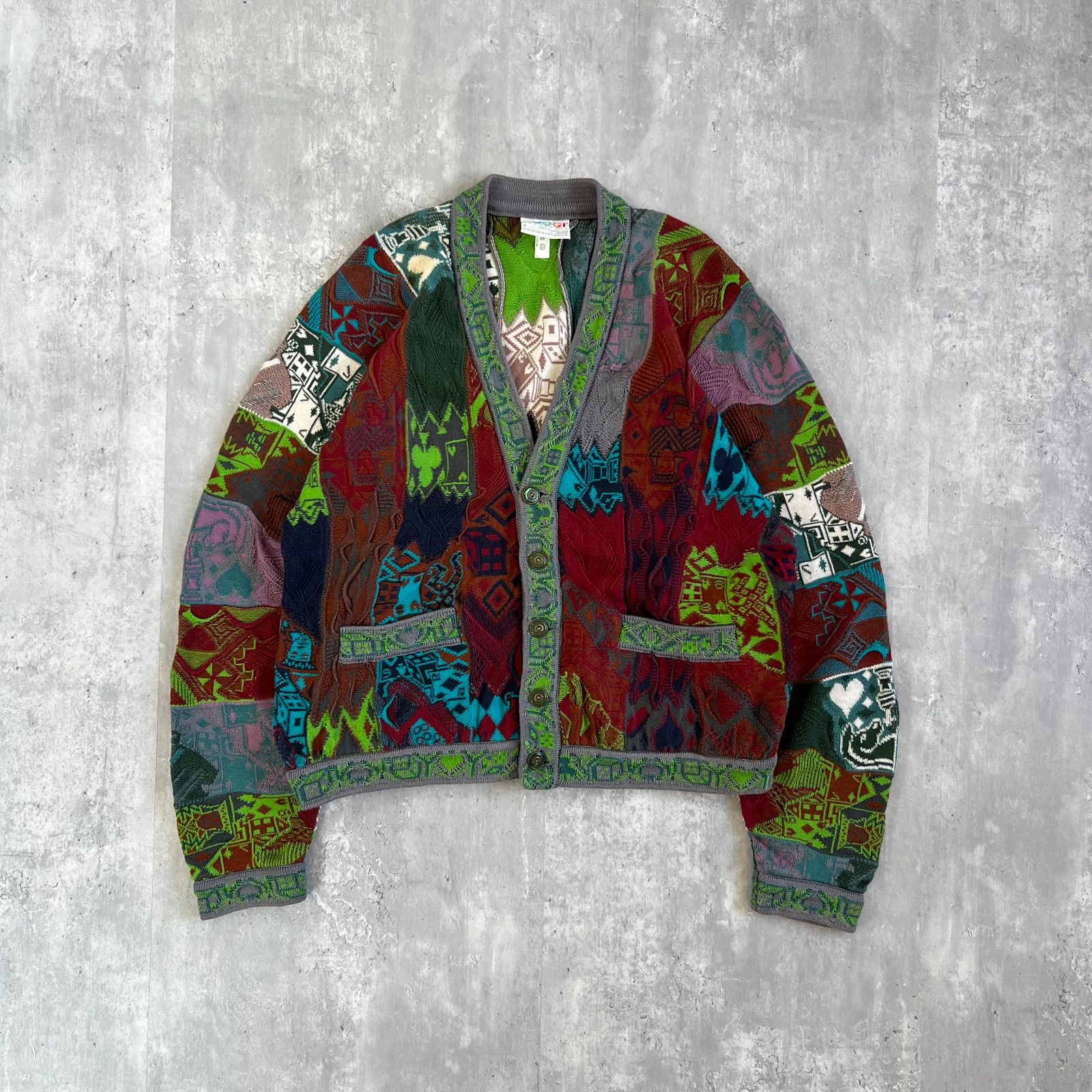 90s COOGI / クージー コットン 3Dニットカーディガン 希少デザイン
