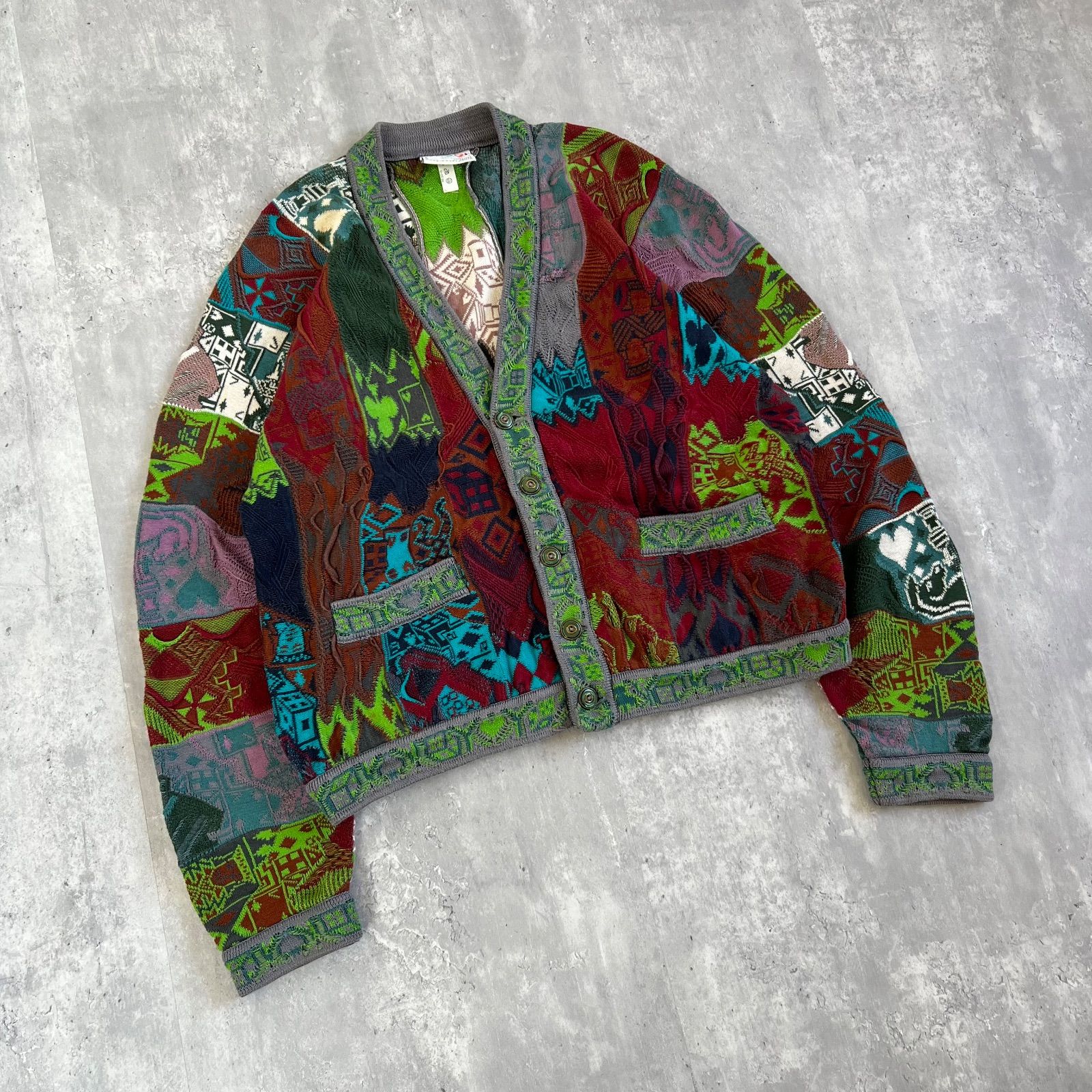 90s COOGI / クージー コットン 3Dニットカーディガン 希少デザイン