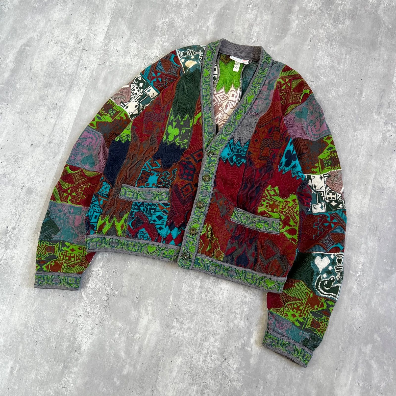 90s COOGI / クージー コットン 3Dニットカーディガン 希少デザイン