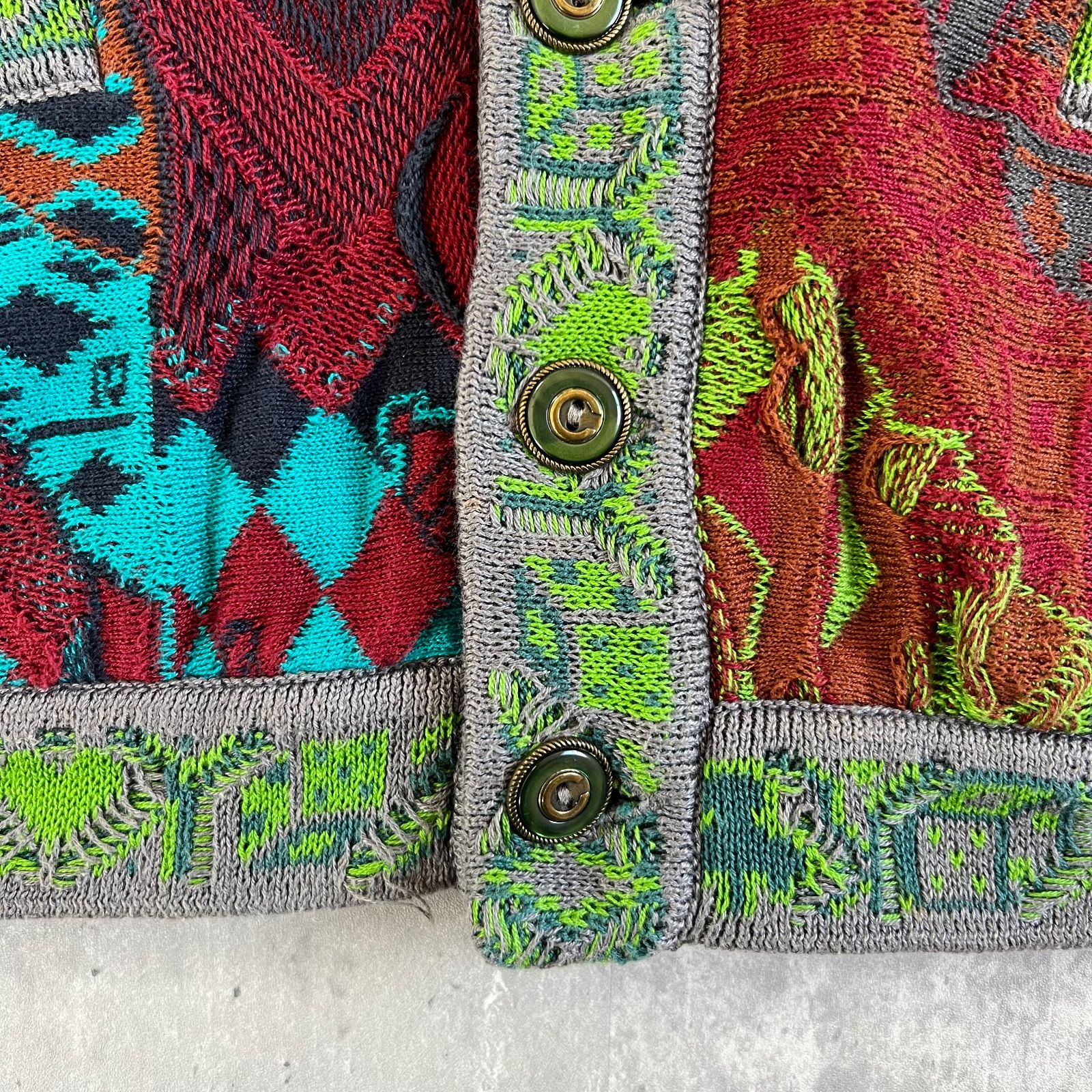 90s COOGI / クージー コットン 3Dニットカーディガン 希少デザイン