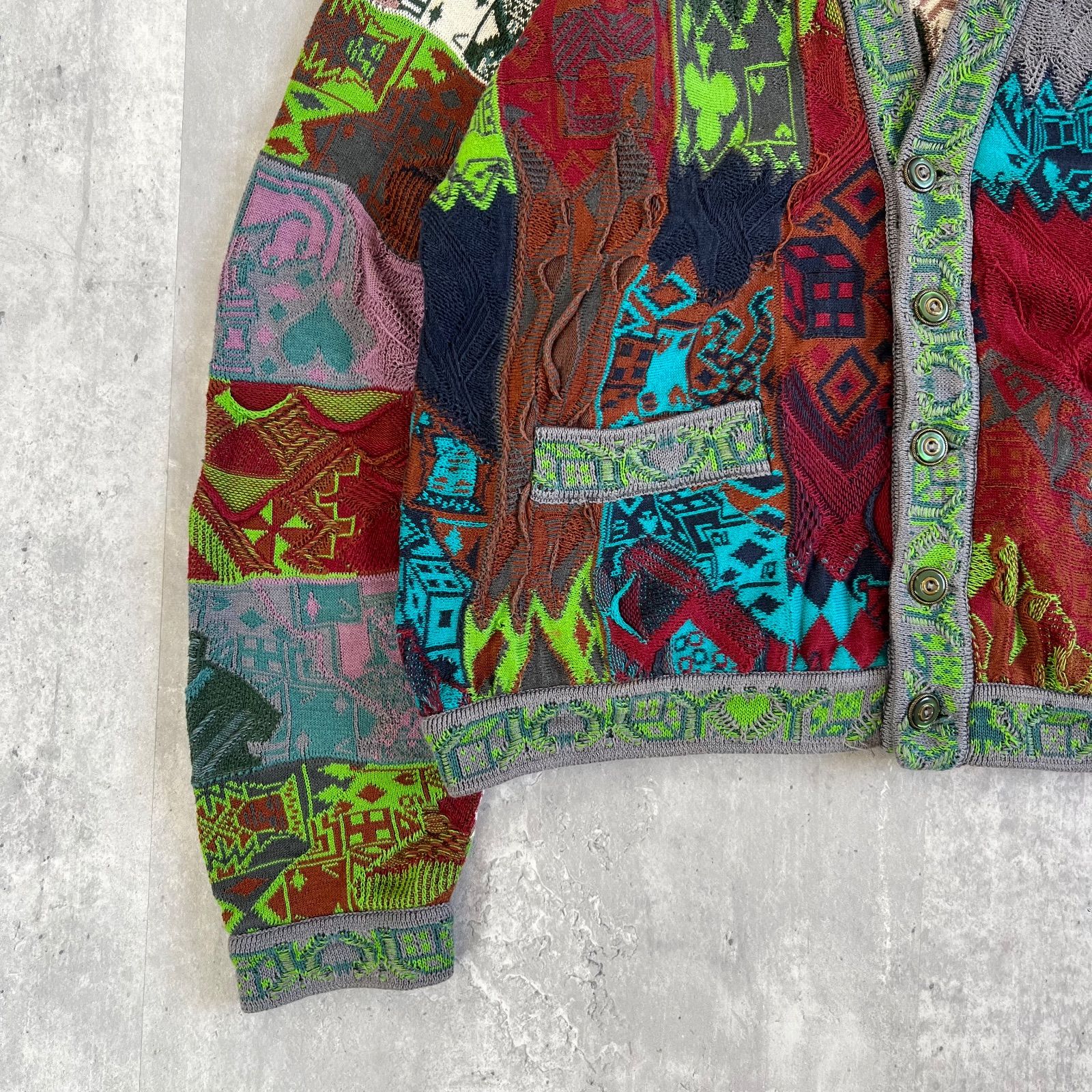 90s COOGI / クージー コットン 3Dニットカーディガン 希少デザイン