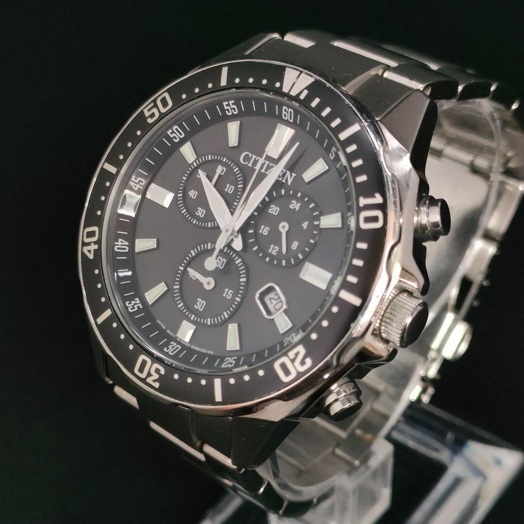 793-4 CITIZEN シチズン ブラック シルバー ソーラー 充電式 腕時計 watch メンズ men s 男性 ecodrive エコドライブ ウォッチ ラウンド ステンレス クロノグラフ 防水 H500‐S064538