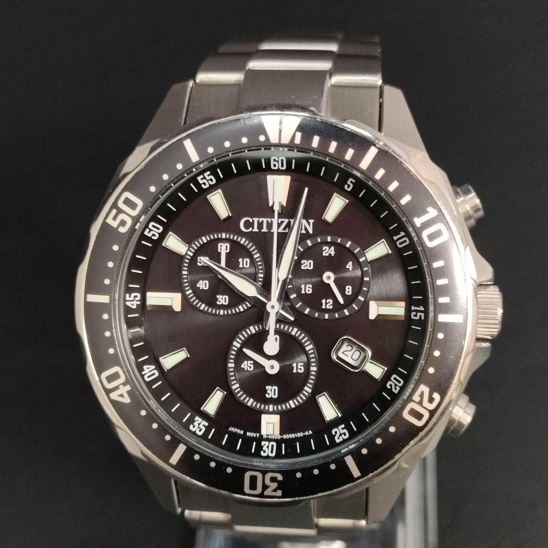 793 4 CITIZEN シチズン ブラック シルバー ソーラー 充電式 腕時計 watch メンズ men s 男性 ecodrive エコドライブ ウォッチ ラウンド ステンレス クロノグラフ 防水 H 500‐S 064538